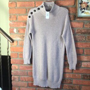 American Eagle NEW AE Sweater Dress Cowl Button Ribbed Mock Neck Wool Cotton S